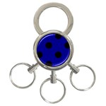 Polka Dots - Black on Dark Blue 3-Ring Key Chain
