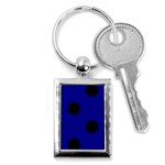 Polka Dots - Black on Dark Blue Key Chain (Rectangle)