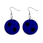 Polka Dots - Black on Dark Blue 1  Button Earrings