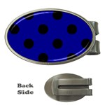 Polka Dots - Black on Dark Blue Money Clip (Oval)