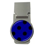 Polka Dots - Black on Dark Blue Money Clip (Round)