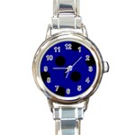 Polka Dots - Black on Dark Blue Round Italian Charm Watch
