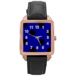 Polka Dots - Black on Dark Blue Rose Gold Leather Watch