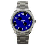 Polka Dots - Black on Dark Blue Sport Metal Watch
