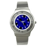 Polka Dots - Black on Dark Blue Stainless Steel Watch
