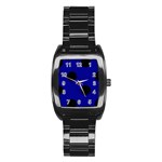 Polka Dots - Black on Dark Blue Stainless Steel Barrel Watch