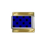 Polka Dots - Black on Dark Blue Gold Trim Italian Charm (9mm)