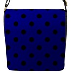 Polka Dots - Black on Dark Blue Flap Closure Messenger Bag (S)