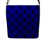 Polka Dots - Black on Dark Blue Flap Closure Messenger Bag (L)