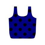 Polka Dots - Black on Dark Blue Full Print Recycle Bag (S)