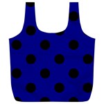Polka Dots - Black on Dark Blue Full Print Recycle Bag (XL)