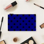 Polka Dots - Black on Dark Blue Cosmetic Bag (S)