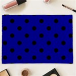 Polka Dots - Black on Dark Blue Cosmetic Bag (XXL)