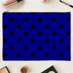 Polka Dots - Black on Dark Blue Cosmetic Bag (XXXL)