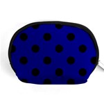 Polka Dots - Black on Dark Blue Accessory Pouch (Medium)