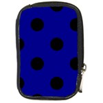 Polka Dots - Black on Dark Blue Compact Camera Leather Case