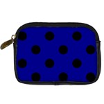 Polka Dots - Black on Dark Blue Digital Camera Leather Case