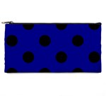 Polka Dots - Black on Dark Blue Pencil Case
