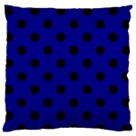 Polka Dots - Black on Dark Blue Large Flano Cushion Case (Two Sides)