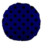 Polka Dots - Black on Dark Blue Large 18  Premium Round Cushion