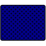 Polka Dots - Black on Dark Blue Double Sided Fleece Blanket (Medium) (Two Sides)