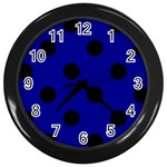 Polka Dots - Black on Dark Blue Wall Clock (Black)