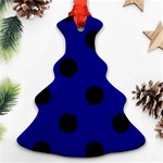 Polka Dots - Black on Dark Blue Ornament (Christmas Tree)