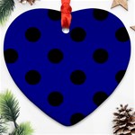 Polka Dots - Black on Dark Blue Ornament (Heart)