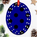 Polka Dots - Black on Dark Blue Oval Filigree Ornament (Two Sides)