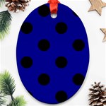 Polka Dots - Black on Dark Blue Oval Ornament (Two Sides)