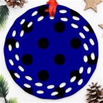 Polka Dots - Black on Dark Blue Ornament (Round Filigree)