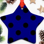 Polka Dots - Black on Dark Blue Ornament (Star)