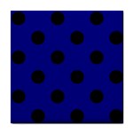 Polka Dots - Black on Dark Blue Tile Coaster