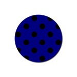 Polka Dots - Black on Dark Blue Rubber Coaster (Round)