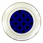Polka Dots - Black on Dark Blue Porcelain Plate