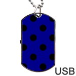 Polka Dots - Black on Dark Blue Dog Tag USB Flash (One Side)