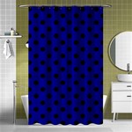 Polka Dots - Black on Dark Blue Shower Curtain 48  x 72  (Small)
