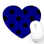 Polka Dots - Black on Dark Blue Heart Mousepad