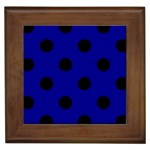 Polka Dots - Black on Dark Blue Framed Tile