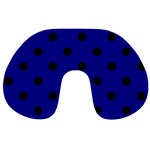Polka Dots - Black on Dark Blue Travel Neck Pillow