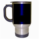 Polka Dots - Black on Dark Blue Travel Mug (Silver Gray)