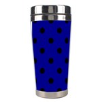 Polka Dots - Black on Dark Blue Stainless Steel Travel Tumbler