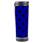 Polka Dots - Black on Dark Blue Travel Tumbler