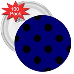 Polka Dots - Black on Dark Blue 3  Button (100 pack)