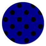 Polka Dots - Black on Dark Blue Magnet 5  (Round)