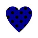 Polka Dots - Black on Dark Blue Magnet (Heart)