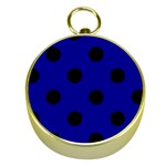 Polka Dots - Black on Dark Blue Gold Compass