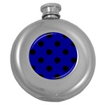 Polka Dots - Black on Dark Blue Hip Flask (5 oz)