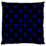 Polka Dots - Dark Blue on Black Large Cushion Case (Two Sides)