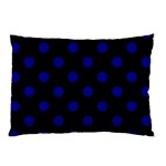 Polka Dots - Dark Blue on Black Pillow Case (Two Sides)